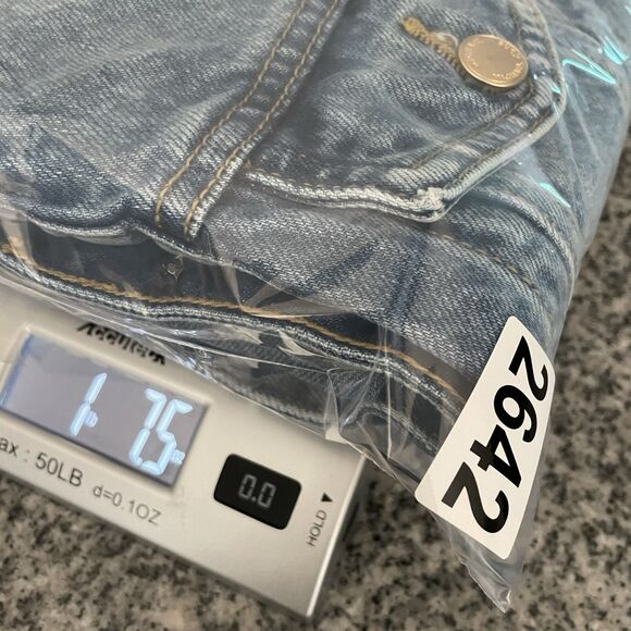 MICHAEL KORS Women's Blue Denim Jean Jacket, Gold MK Logo Buttons-M - Picture 10 of 10